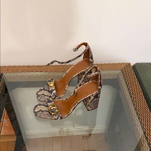 Coach Snakeskin Patterned Heels with Gold Accents